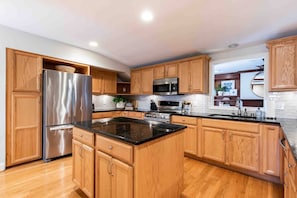 Spacious Gourmet Kitchen-Brand new appliances-Dual oven-All dishes, silverware, glassware provided.