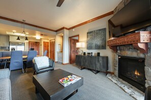 Fire place at living room and dinning table