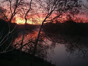 View of Sunset on the River from Upper Deck