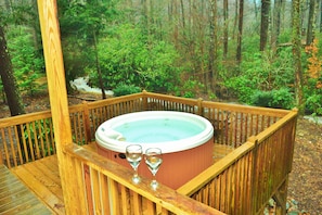 Hot Tub overlooks the large creek that runs through the property.