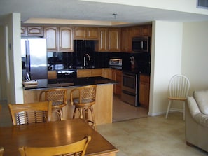 Bright and Open area from den back into kitchen