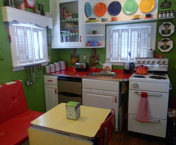 Retro Kitchenette with Cracked Ice Formica Counter