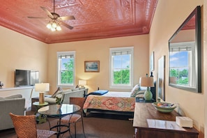 Studio loft apartment with 12-foot ceilings