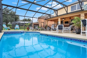"Escape to a Haven of Leisure and Luxury! Dive into our vast, crystal-clear pool, where every splash whispers relaxation. Unwind in the heated spa, where warmth meets tranquility, melting your cares away.