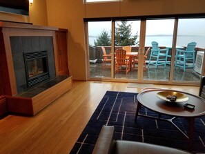 Step through the living room and out onto the view deck