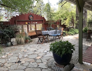 front patio and garden dining