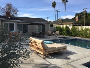 Pool area facing back of house