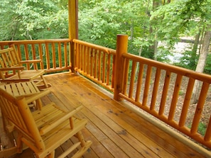 Our riverside deck. The Chattahoochee is only fifty feet from the cabin.