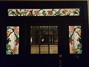 Front entry, custom stained glass