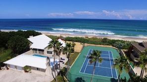 Aerial view of the Property, Pool & Spa, Tennis court, Beach and Ocean
