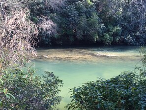 flat rock in river behind home, great for kids to jump off