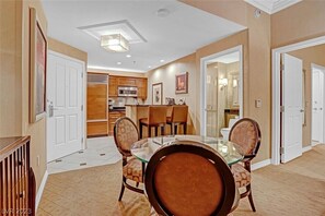 Dining table in the living room.