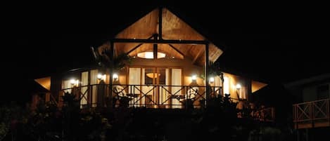 view of casa lago arenal at night