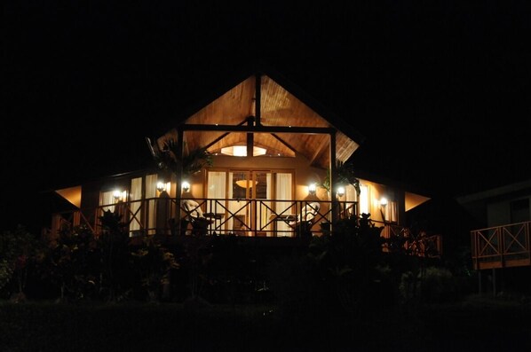 view of casa lago arenal at night