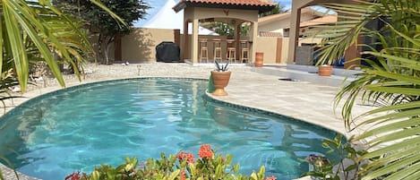 Pool, BBQ/Bar and veranda view