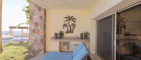 Ground floor patio. This is the best location. Walk off the patio to the pools!