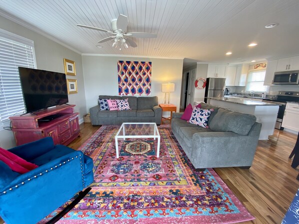 Large open space living room and kitchen