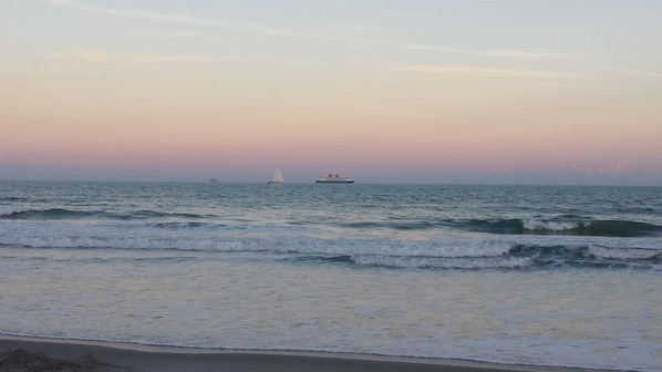 Watch the Cruise Ships come and go from the unit or down on the beach!