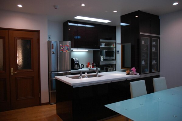 The open kitchen/dining/living space that can entertain a big group