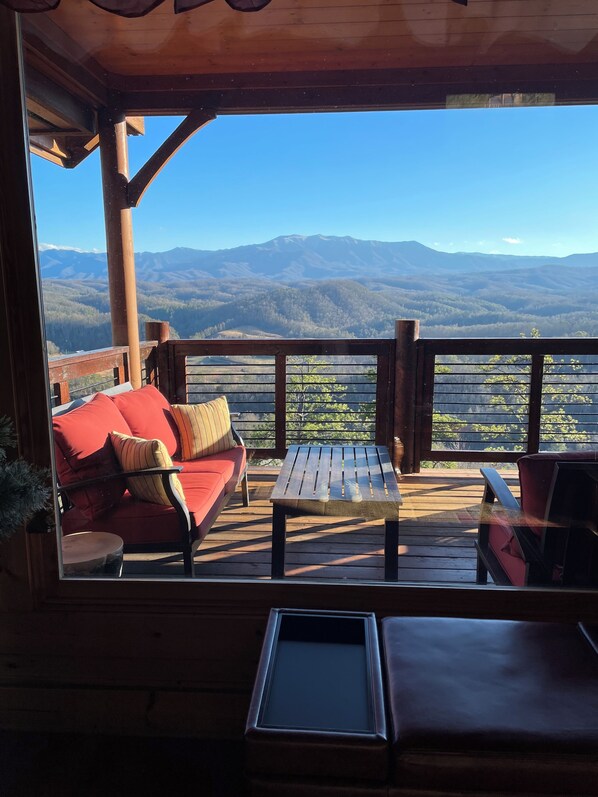 Cushioned seating to enjoy the view!