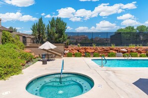 Our community hot tub is open year round, great after a long day of hiking.