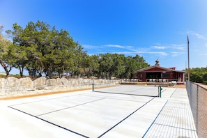 New pickleball court by the party barn