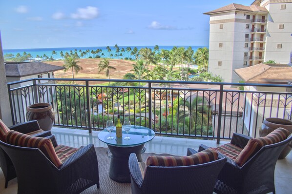 Relax on the lanai during the day while enjoying the view.