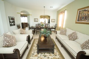 Open floor plan with elegant furnishing 