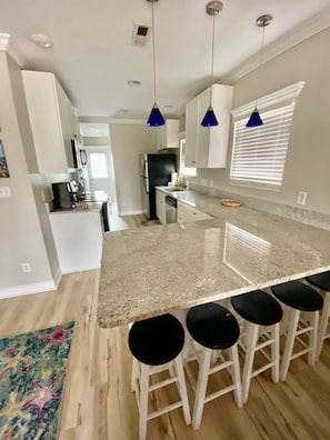 Kitchen with brand new granite