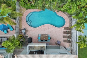 Arial view of Villa Pine back patio