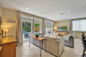 Family room with games and books and movies to enjoy