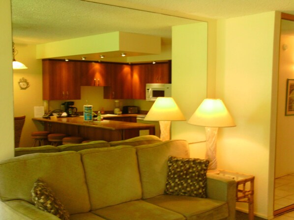 Living Room , Updated Kitchen