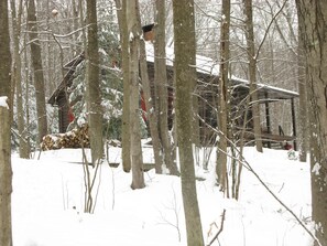 Enjoy a winter wonderland, plenty of firewood provided for indoor and out door.