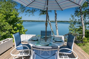 Dine on the deck overlooking Harpswell Sound
