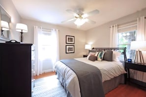 The master bedroom  is spacious and has plenty of natural light. 