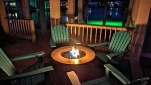 Our fire pit is the perfect place to spend the evening with friends.