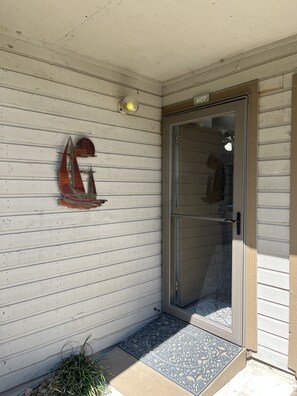 Front door with keypad