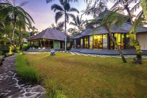 Main Pavilion and Master - Outside View looking in on the Dining and Living Room