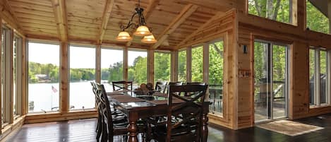 Dining room overlooking the lake.  Seating for 8.