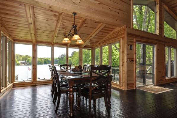 Dining room overlooking the lake.  Seating for 8.