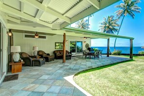 Enjoy the comfy outdoor seating area of the lanai, or dine al fresco.