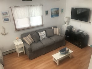Living Room has Comfortable Sofabed and Plenty of Light, Including Skylight!
