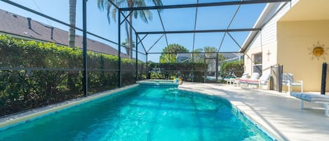 Pool area with extended decking