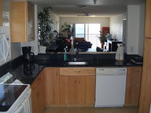 Fully equipped Kitchen looking over the Gulf of Mexico