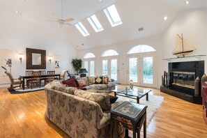 Great Room has an open layout for good flow and vaulted ceilings