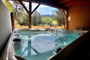 Soak up the views and enjoy the privacy of your Forest Villa hot tub