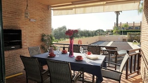 Terrace with BBQ and Dining Table. 5 Steps from the Pool