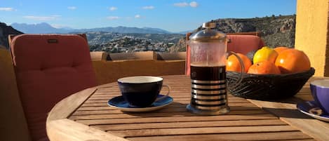 Coffee break on terrace