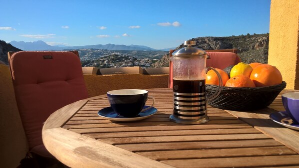 Coffee break on terrace