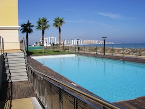 Enjoy a dip in the pool or in the Med Sea